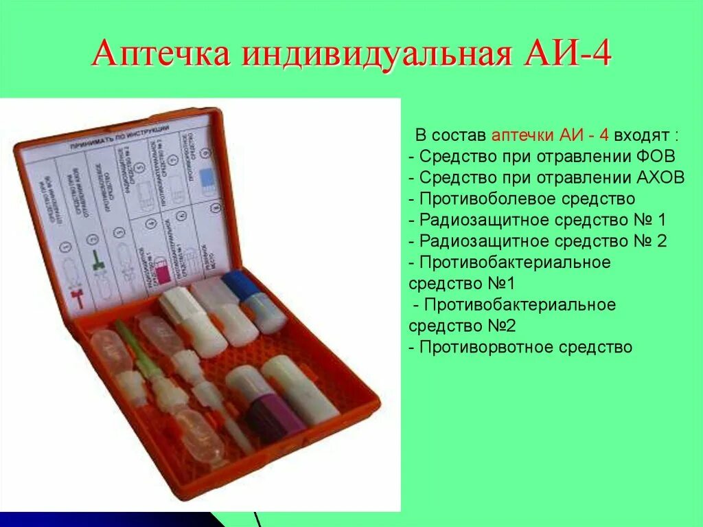 Аптечка армейская индивидуальная аи2. Аптечки индивидуальные противорадиационные АИ-4. Аптечка индивидуальная АИ-4 содержит. Аптечка индивидуальная АИ-2 АИ-4. Нужные средства рф