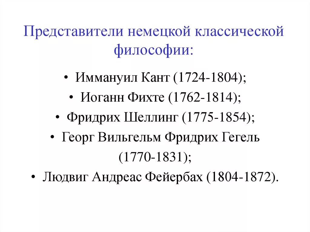 Немецкая классическая философия кант гегель фейербах. Кант Гегель Фихте Шеллинг Фейербах. Представители немецкой классической философии. Немецкая классическая философия Иммануил кант. Классическая философия представители.