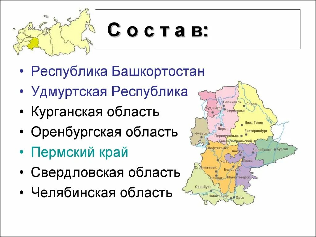 Челябинск какой край. Субъекты РФ Уральского экономического района. Состав Урала география. Урал состав района география. Урал состав района география 9 класс.