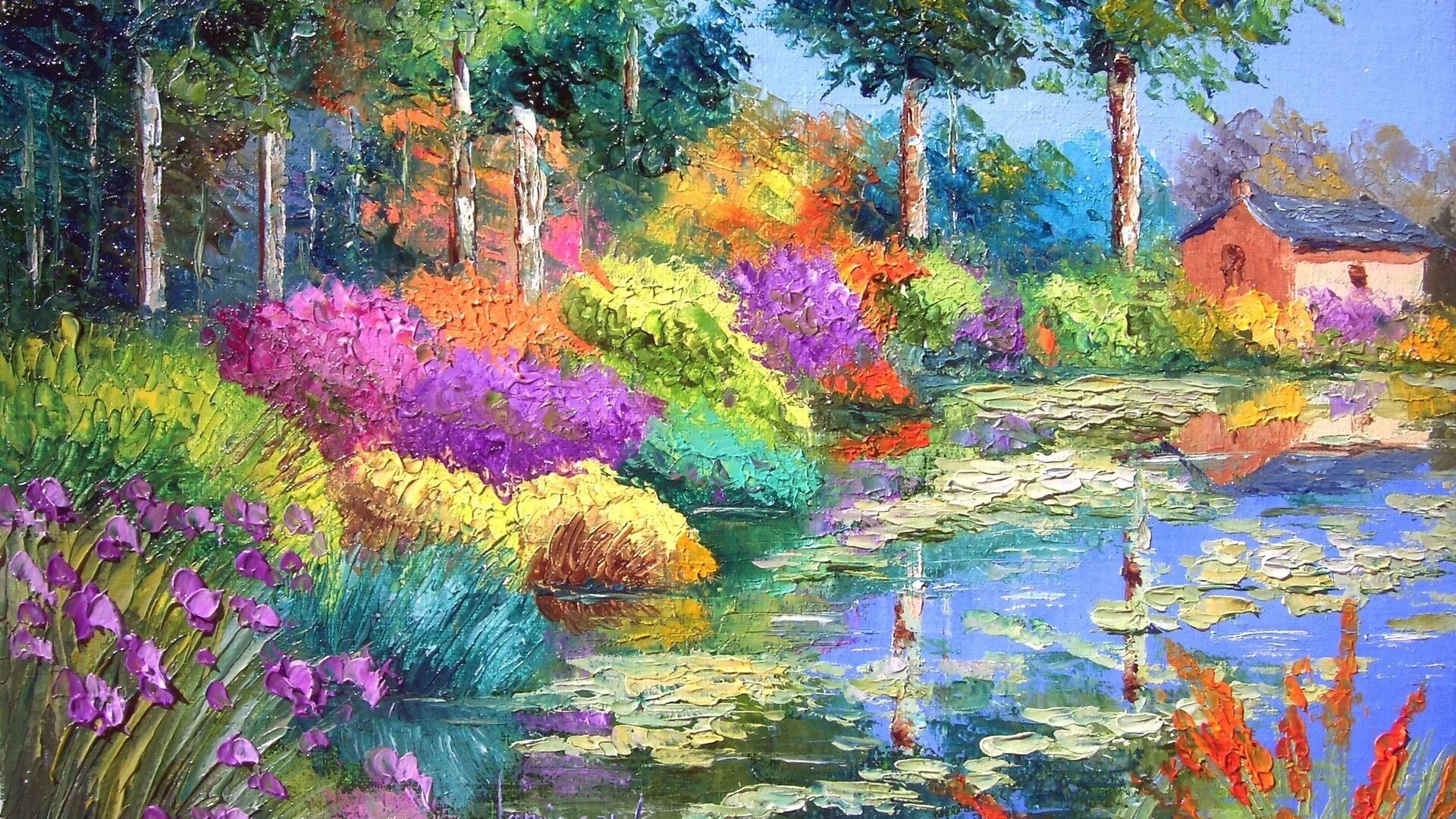 Painted landscape. Жан Марк Жаньячик. Жан-Марк Жаньячик озеро. Жан Жак Марьянчик. Картина.