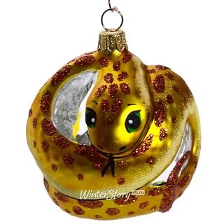 Елочная игрушка змея стеклянная