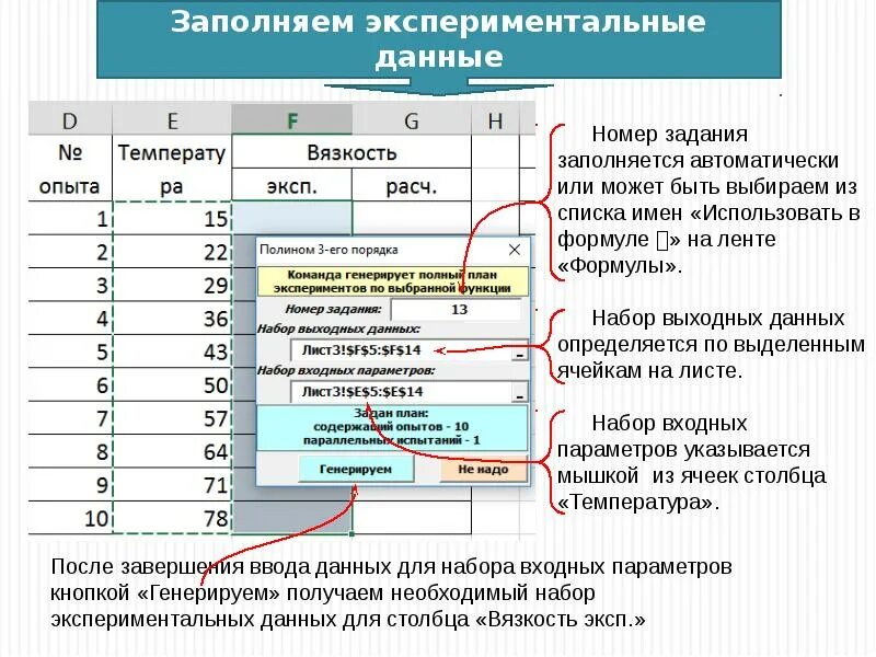 Разработка экспериментальных данных