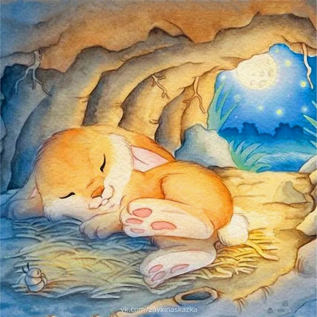 После сладкого сна. Сладких снов кролик. Спокойной ночи кролик. Зверушки спят.