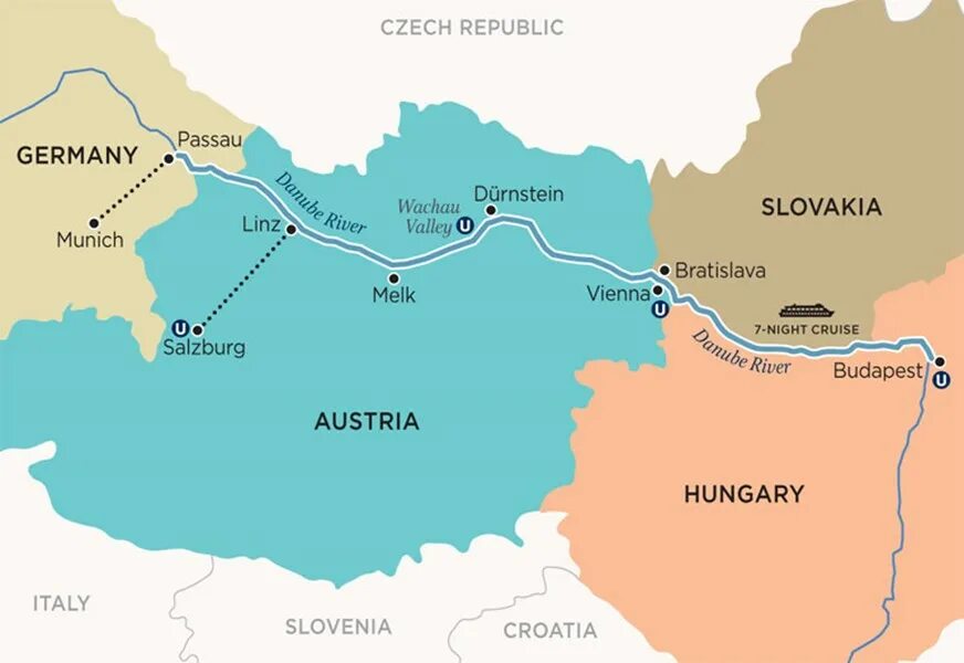 Страны через которые протекает дунай. Река Дунай на карте Евразии. Река Дунай в Венгрии на карте. Река Дунай в Вене.