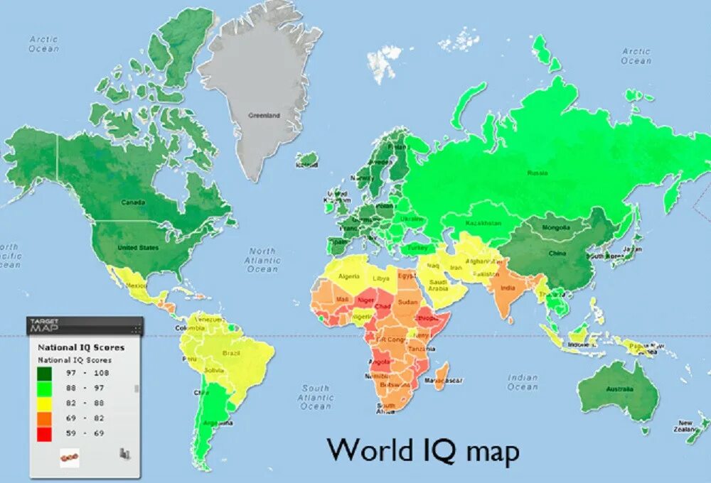 Средний уровень IQ по странам 2022. Карта IQ. Карта среднего IQ.