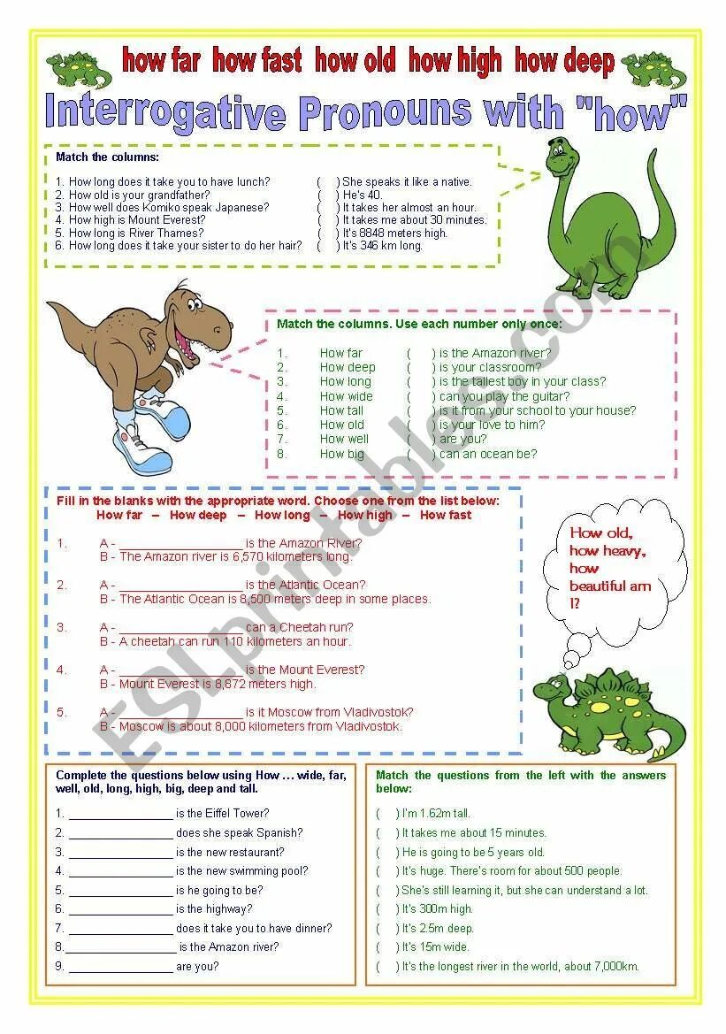 Вопросы с how far. Interrogative pronouns. How Deep how High Worksheet. Interrogative pronouns Worksheets.