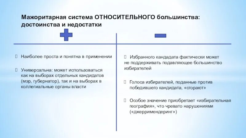 Мажоритарная система выборов характеристика. Плюсы и минусы мажоритарной системы. Достоинства мажоритарной избирательной системы. Достоинства и недостатки мажоритарной избирательной системы. Минусы мажоритарной избирательной системы.