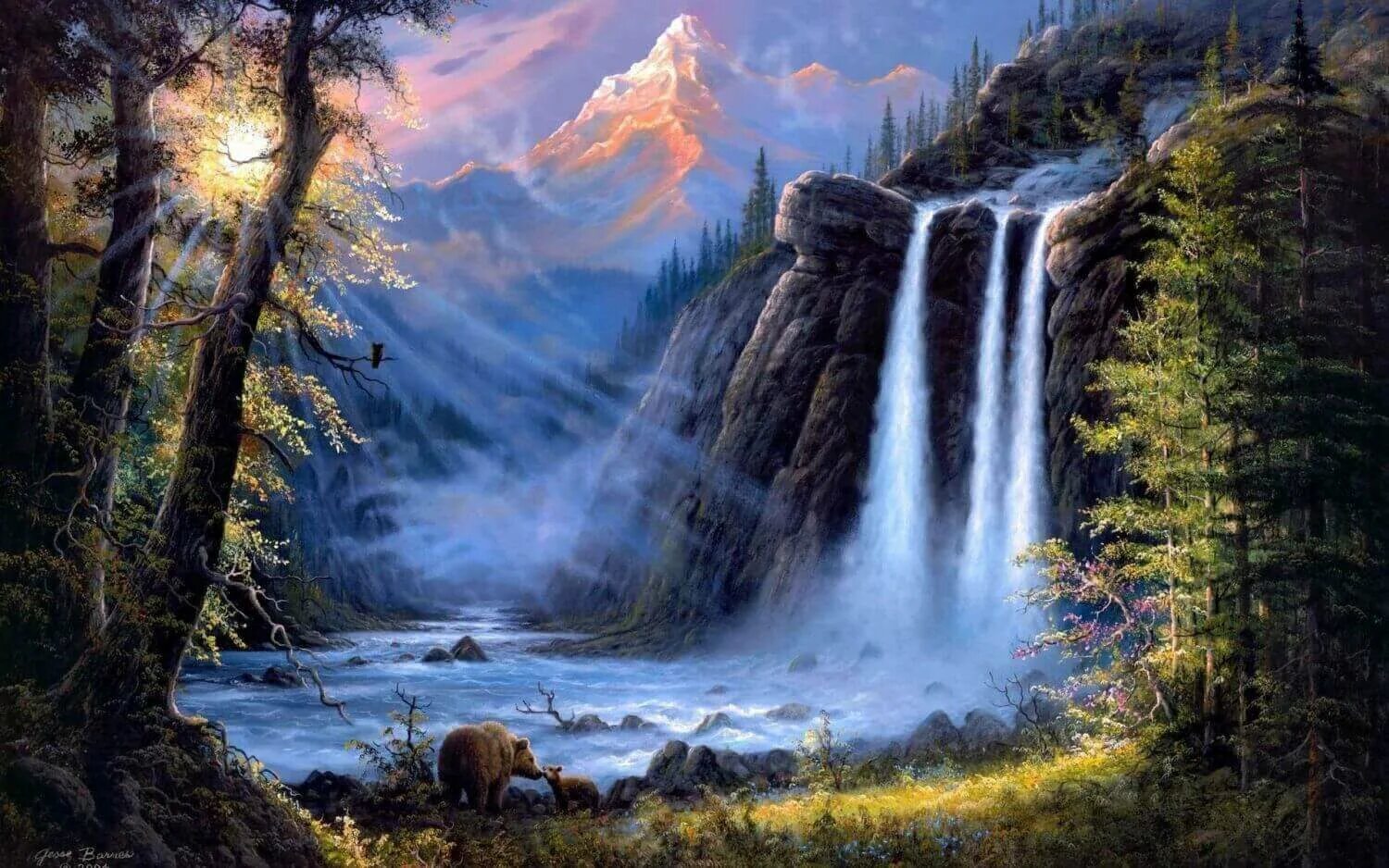 Красивые картины. Картины Томаса Аколе водопады. Алмазная мозаика горный водопад 40х50. Джесси Барнс. Jesse Barnes картина водопад.