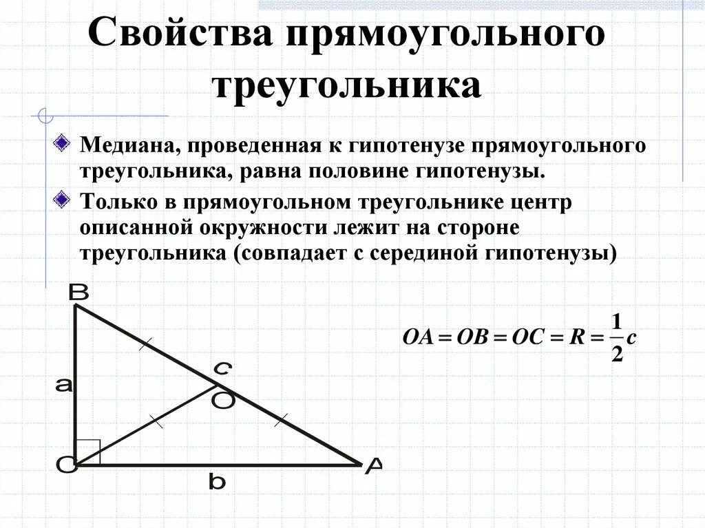 Длина половины гипотенузы