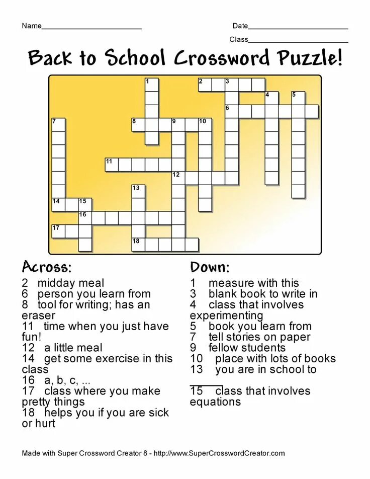 Make a crossword. School crossword. English crosswords for pupils. School кроссворд. Back to School crossword.