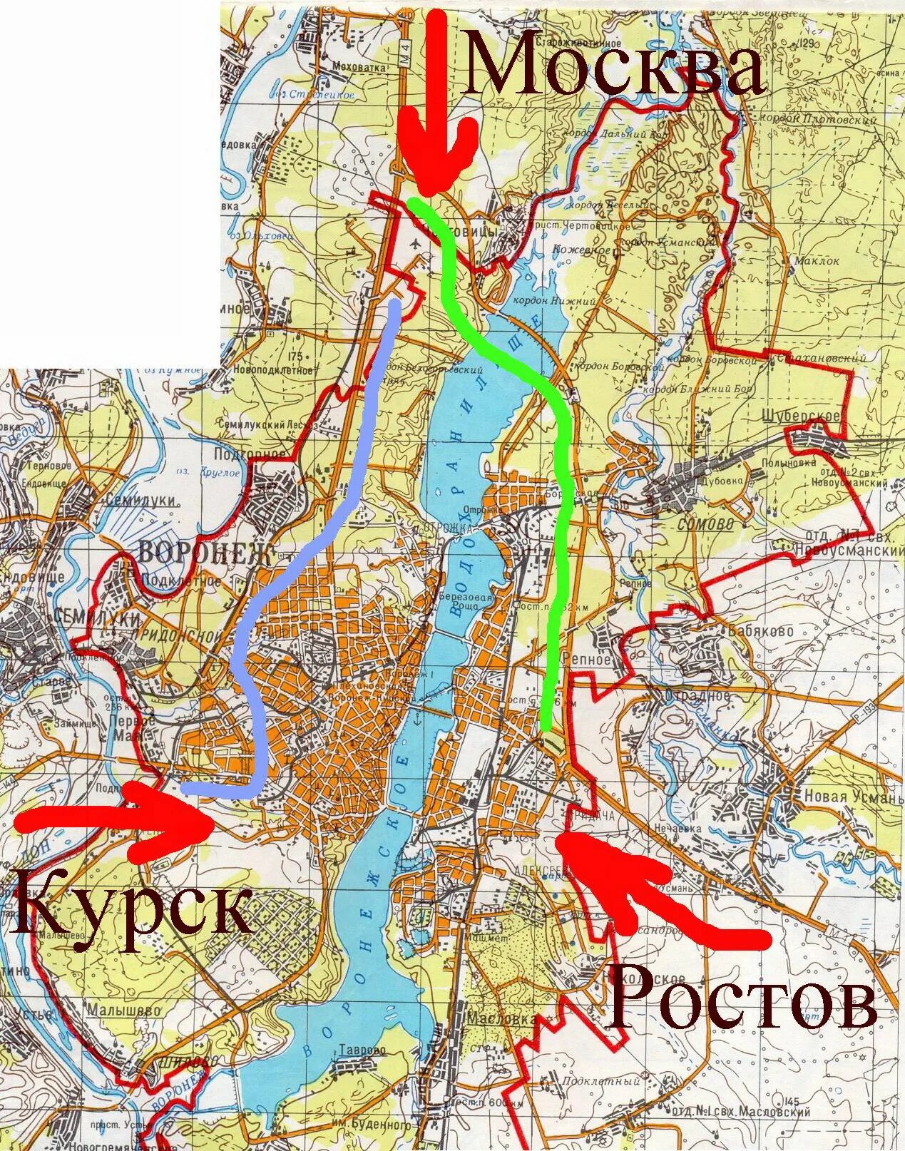 Карта воронежа километров. М4 на карте. Трасса м4 Москва Воронеж на карте. Объездная дорога Воронежа на Курск. Окружная дорога Воронеж.