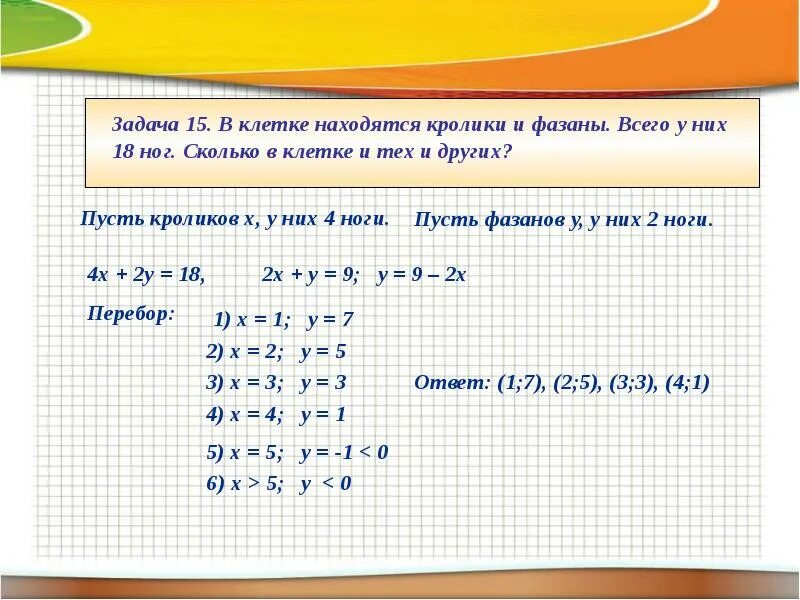 Сколько будет 6 15 18. Задачи сколько ног. Клеточное решение задачи. Задачи про кроликов и клетки. Задача про количество ног и голов.