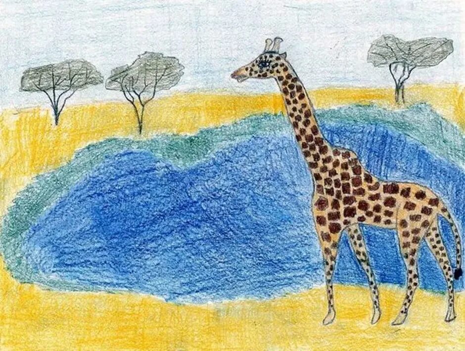 Иллюстрацию жирафа к стихотворению Гумилева. Рисование Африка. Рисование животные Африки. Рисование для детей Африка.