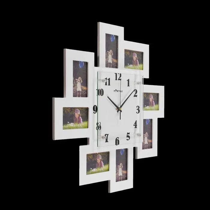 Часы под рамку. Часы настенные &quot;норд&quot;, d=50 см, белые + 8 фоторамок 6 × 10 см. часы с фоторамками настенные. фоторамка с часами настенная. часы в рамке настенные.