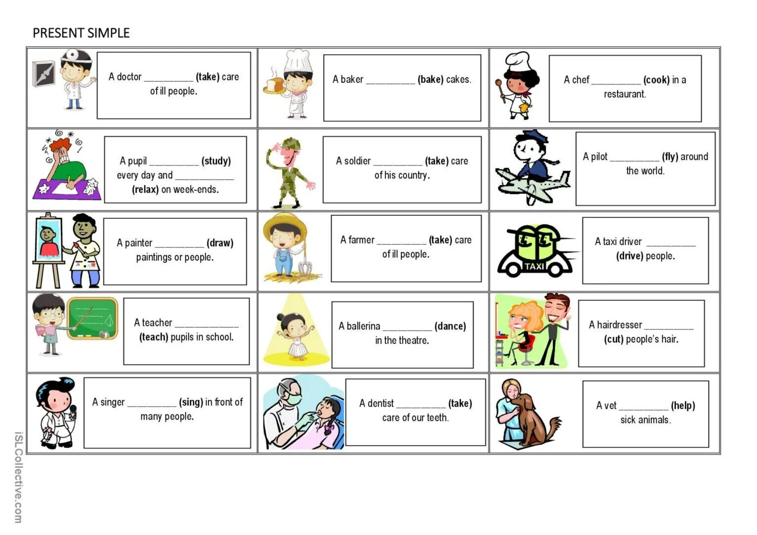 Present simple. Worksheets for present simple. Present simple Worksheets for Kids. Present simple jobs. To be present simple speaking