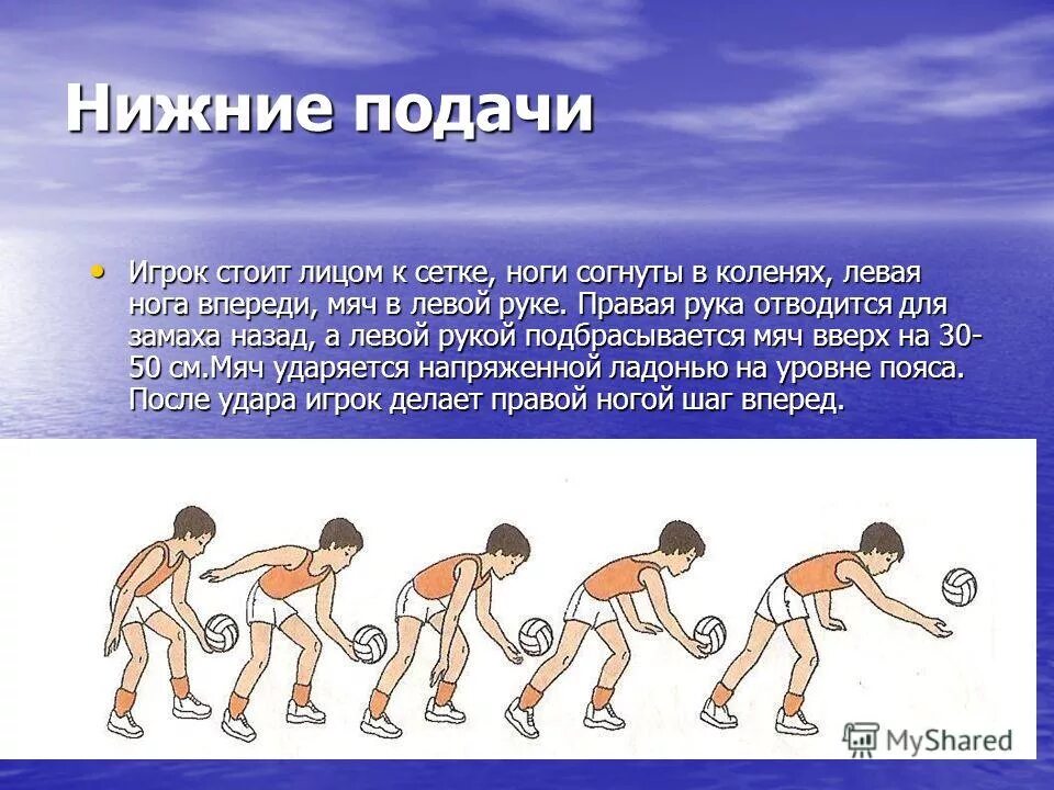 Нижняя прямая подача в волейболе. Техника передачи мяча двумя руками снизу в волейболе. Прямая нижняя подача мяча в волейболе 5 класс физкультура. Нижняя прямая подача мяча. Нижняя прямая подача мяча в волейболе.