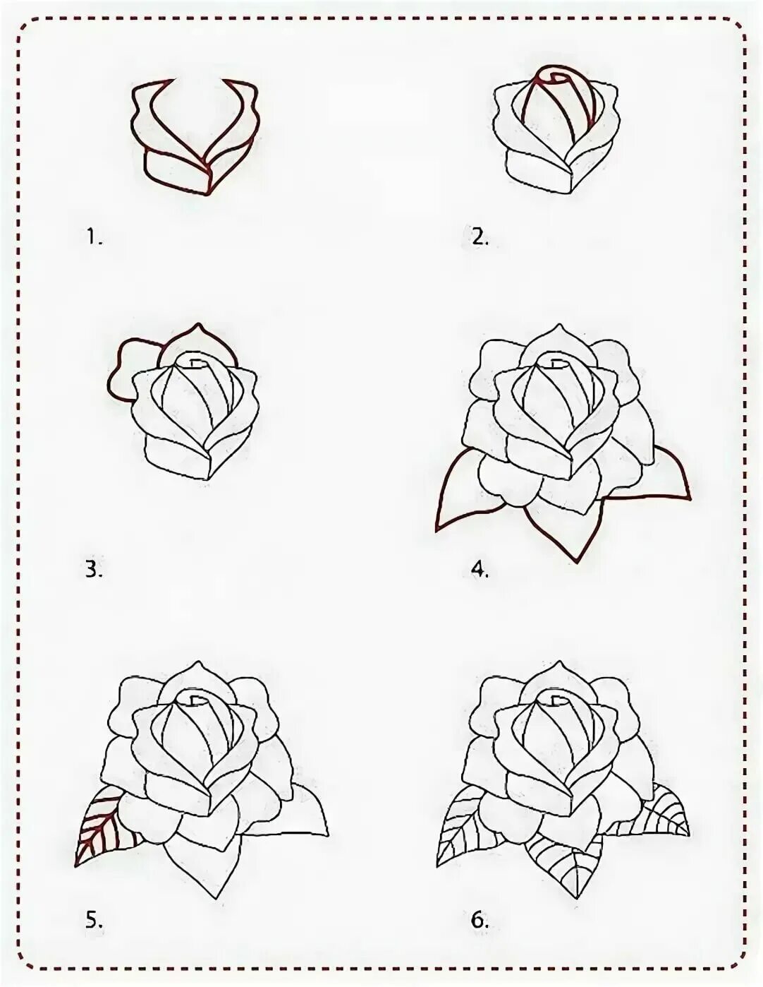 Поэтапное рисование розы. Рисунки розы карандашом для начинающих. Рисунок розы по этапно.