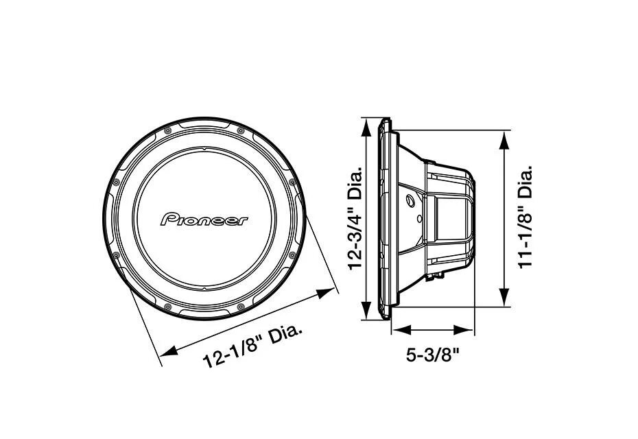 Размер динамика сабвуфера. Pioneer TS-w304r. Pioneer TS-w308. Динамик Пионер 12 дюймов. Динамик сабвуфера Пионер 12 дюймов.