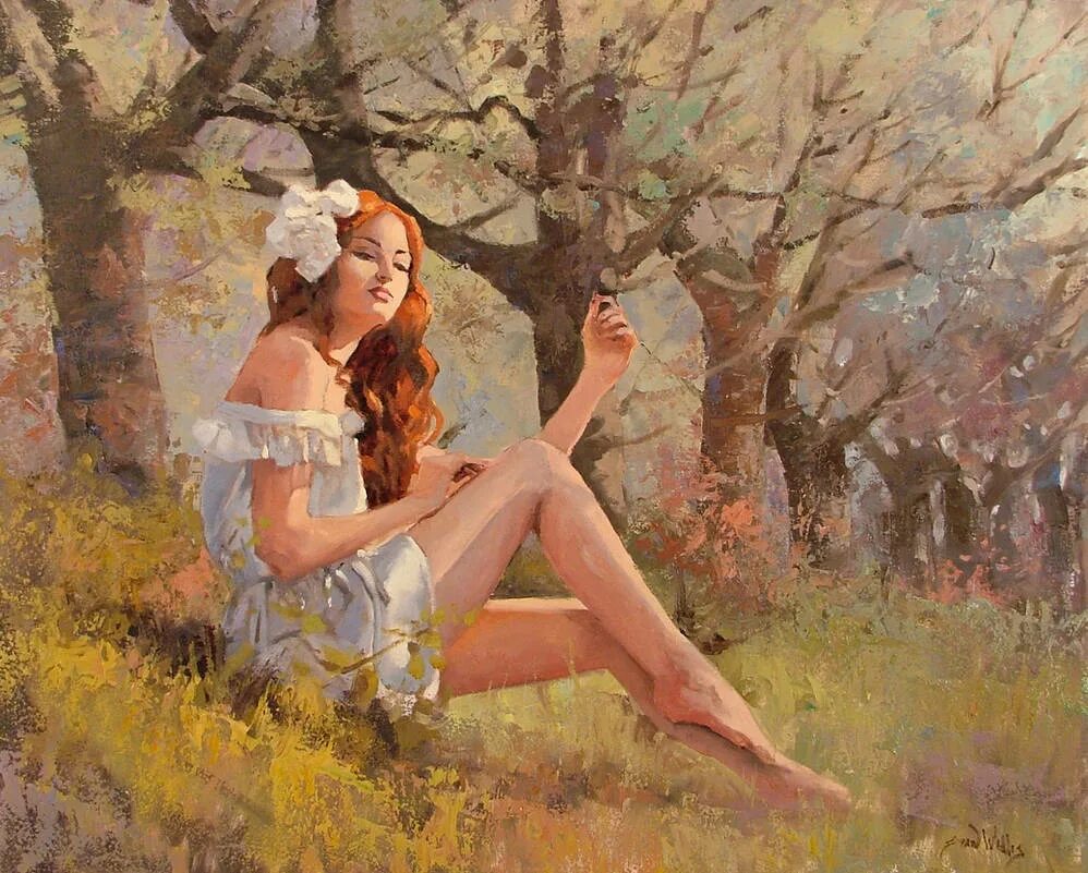 Американский художник Mark Arian. Картина девушка. Рыжие женщины в живописи. Натуру предложить