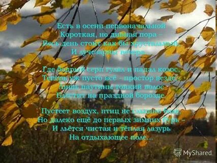 Стихотворение есть в осенней первоначальной
