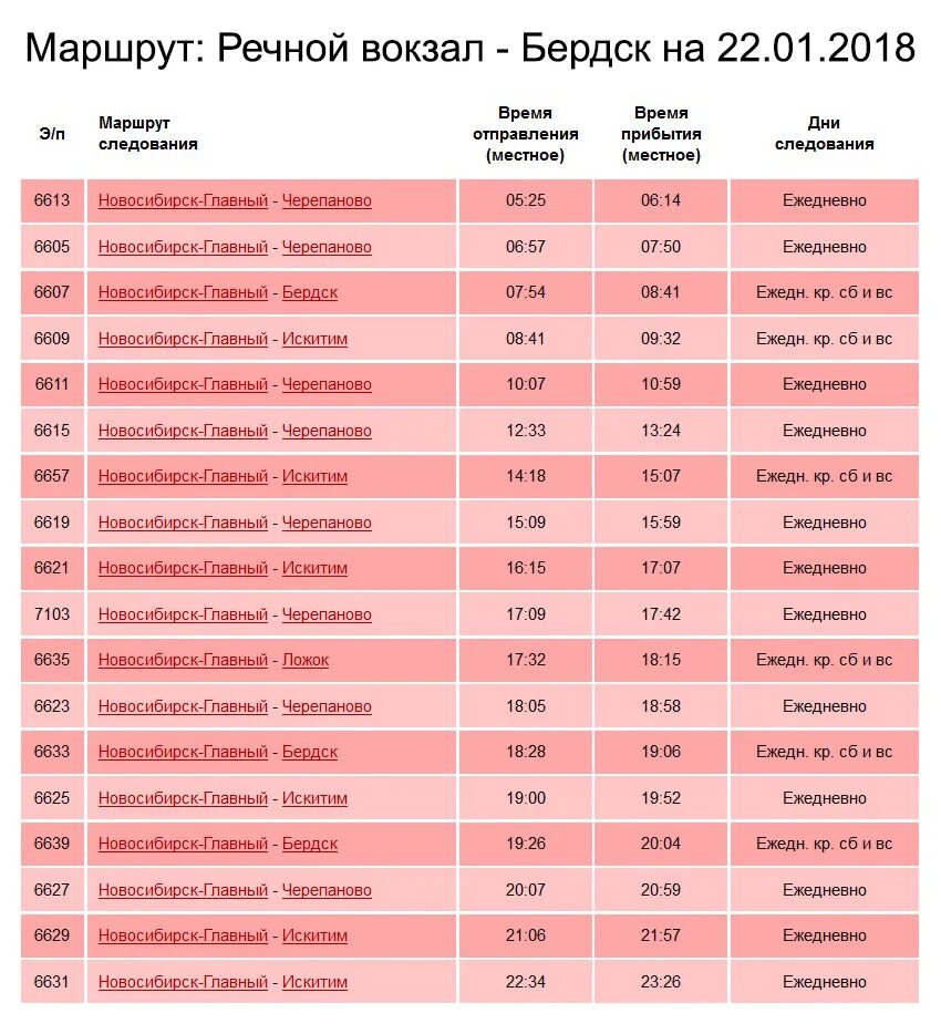 Речной вокзал искитим расписание на завтра