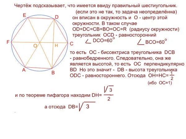 Радиус правильного шестиугольника. Правильный шестиугольник вписанный в окружность.