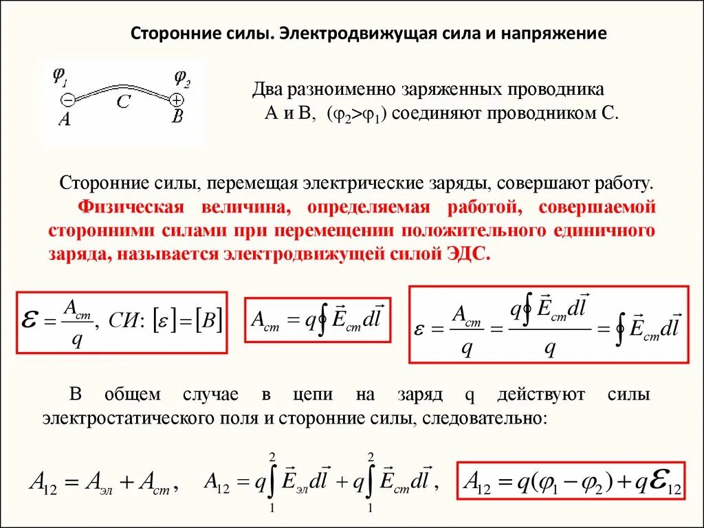 Сторонние силы. Электродвижущая сила (ЭДС) И напряжение. Формула напряжения через ЭДС. Сторонние силы электродвижущая сила и напряжение. Мощность сторонних сил формула. Как изменяется напряжение на выводах источника