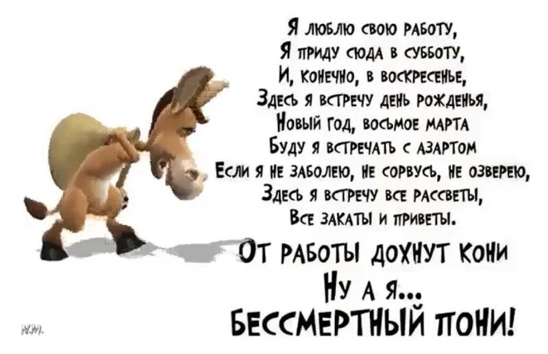 Стишок про Бессмертного пони. Стих я люблю свою работу. Бессмертный пони стих. Ну а я Бессмертный пони.