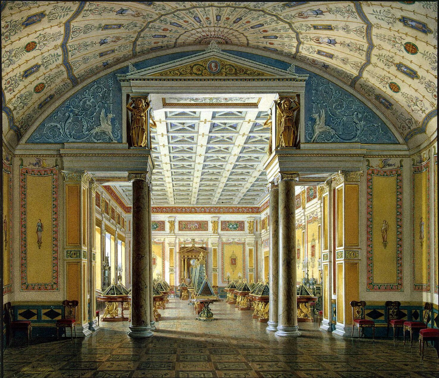 Изображения эрмитажа. Эдуард петрович гау (1807-1887) - интерьеры зимнего дворца.. эдуард гау (1807-1887) эрмитаж. зимний сад. эдуард гау интерьеры зимнего дворца. эдуард гау. «интерьеры малого эрмитажа. зимний сад». 1865..