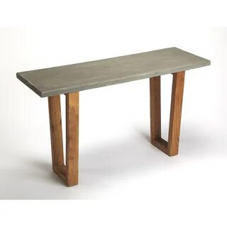 Butler Massey Concrete & Wood Console Table, Multi Products Inside Yuko...