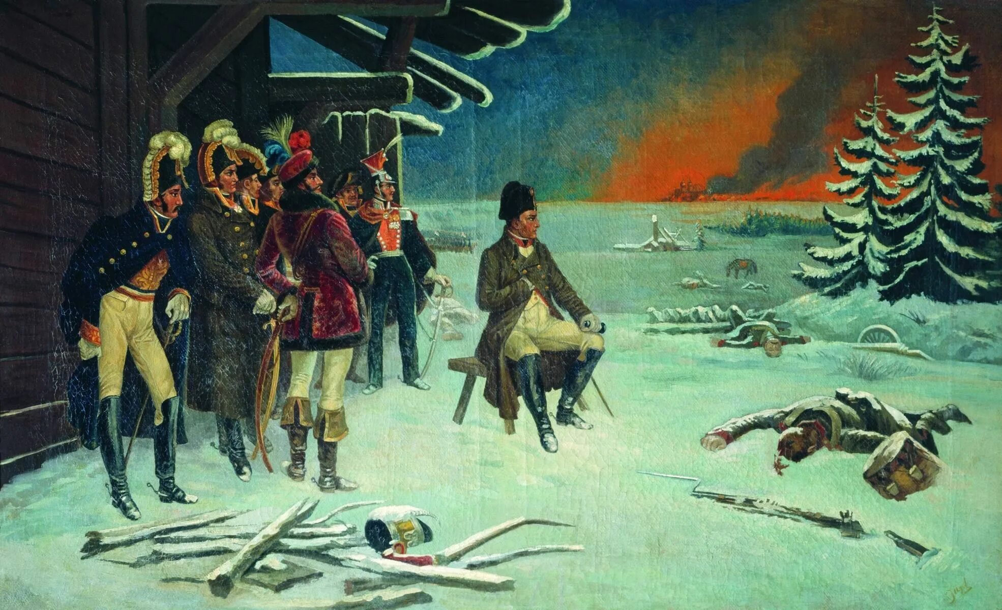 Прянишников французы 1812. Наполеон картина Малоярославец.
