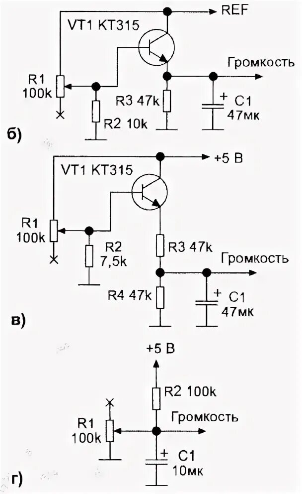 Схема управления громкостью двумя кнопками, простой электронный резистор на поле