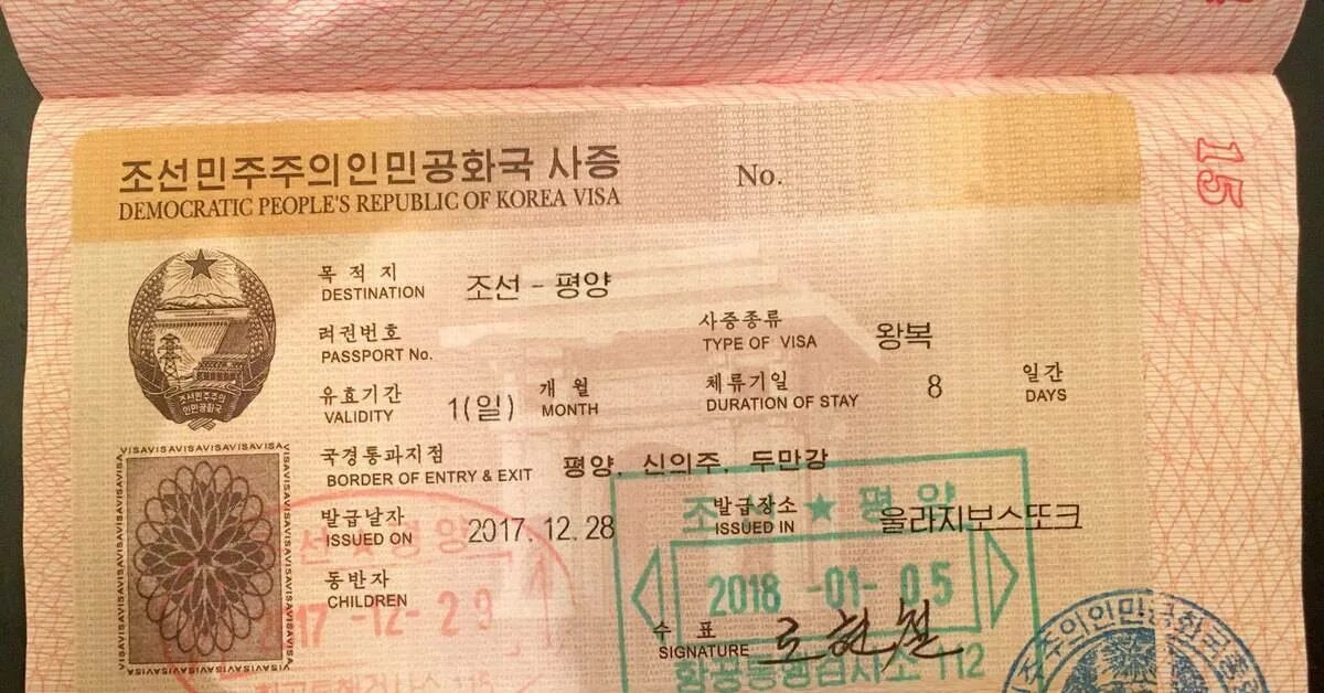 Нужна ли в корею виза для россиян. Виза в Корею. Виза КНДР. Туристическая виза в Корею. Северокорейская виза.