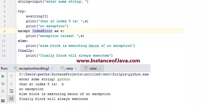 Python exception