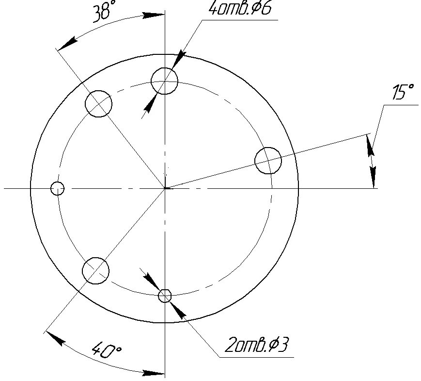 Отверстия по окружности на чертеже. Разметка отверстий на чертеже. Разметка отверстий по окружности чертеж. Отверстия по кругу на чертеже.