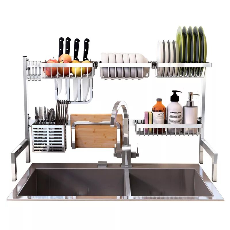 Подставка для посуды на кухню. Сушилка для посуды aliexpress 304 stainless steel kitchen dish drainer. сушилка для посуды stainless steel dish rack. сушилка для посуды draining rack, 425х240х27 мм. сушилка для посуды над раковиной стейнлесс стил.