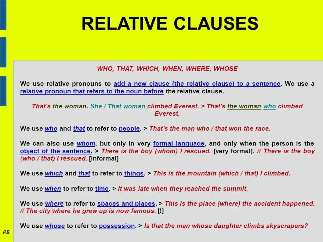 Местоимения who which. Relative pronouns правило. Clauses в английском. Defining relative Clauses в английском.