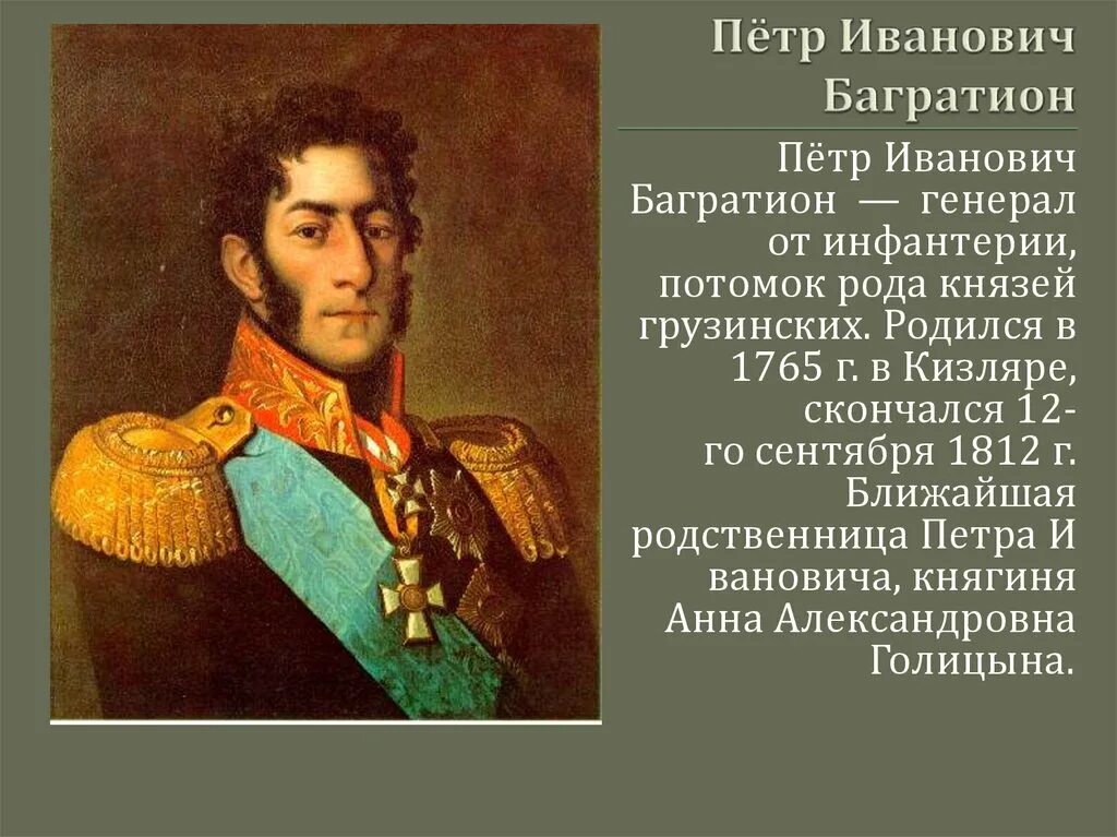 Багратион самое главное. Багратион генерал 1812.