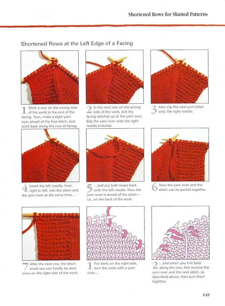 ряд в вязании. схемы вязания укороченными рядами. вязание укороченными рядами спицами. укороченные поворотные ряды спицами. укороченные ряды по кругу.