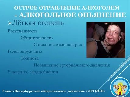 Через сколько опьянение