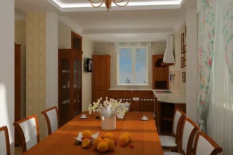 Двух комнатах кухне