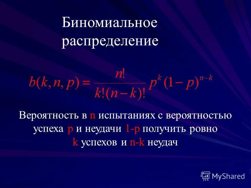 Биномиальное распределение примеры задач Биномиальное распределение Повторение опытов. Ф-ла Бернулли