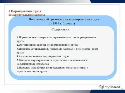 Положение о нормировании труда учреждения