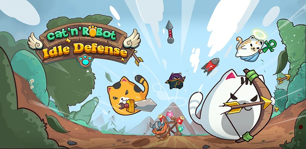 Игра котики башня. Cat'n'Robot: Idle Defense. Летающие коты игра. Игра Robot and Cat.