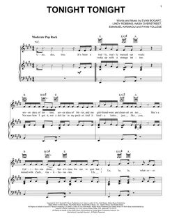 Tonight Tonight Sheet Music Hot Chelle Rae Piano, Vocal & Guitar Chords...