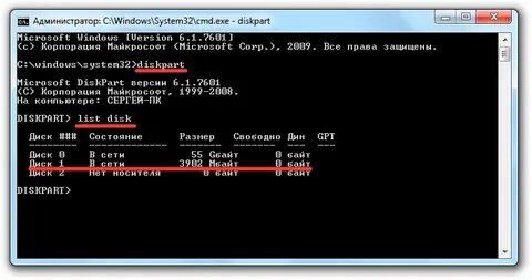 Диски через cmd