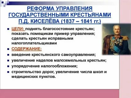 Какие группы населения касались реформы киселева