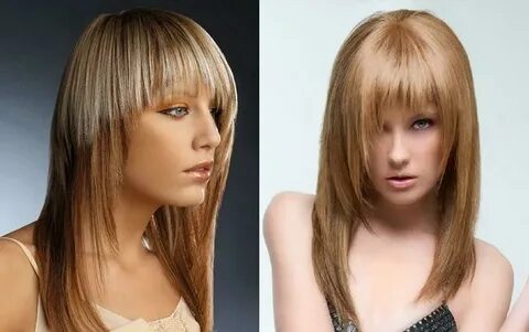 прическа лесенка на длинные волосы с челкой