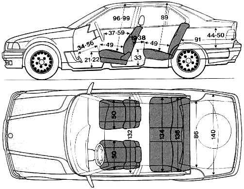 Размеры бмв е36. Габариты БМВ е36 седан. Габариты BMW e36 седан. Габариты салона БМВ е34. BMW e34 габариты салона.