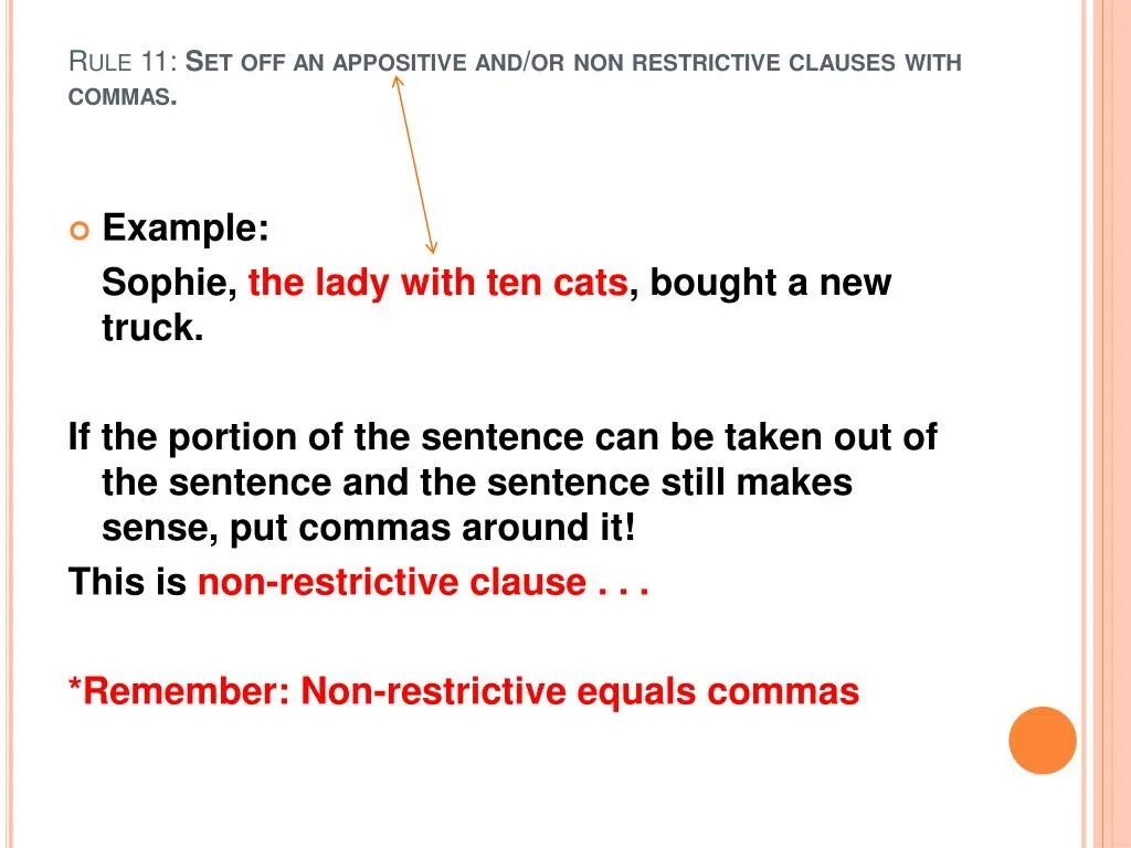 Restrictive non restrictive. Restrictive and non restrictive Clauses. Set off примеры предложений. Set out Set off.